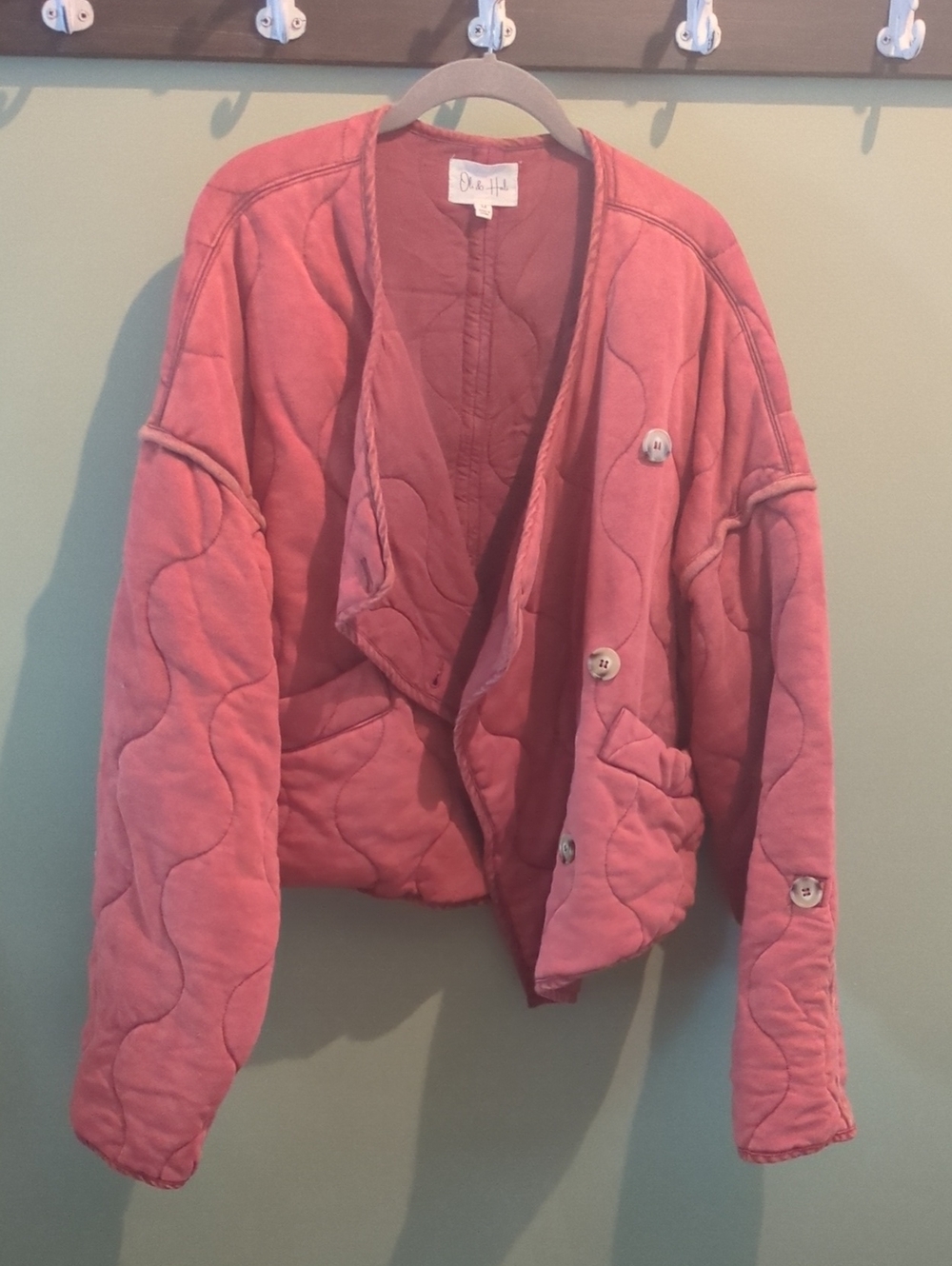 Oli & Hali M Rust Quilted Cropped Jacket Oversized Cozy Autumn Soft